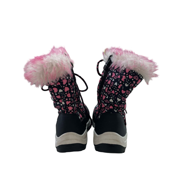 Dream Pairs Black & Pink Heart Winter Boots - Size 12