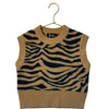Monoprix Tan & Teal Animal Pattern Sweater Vest - Size 5