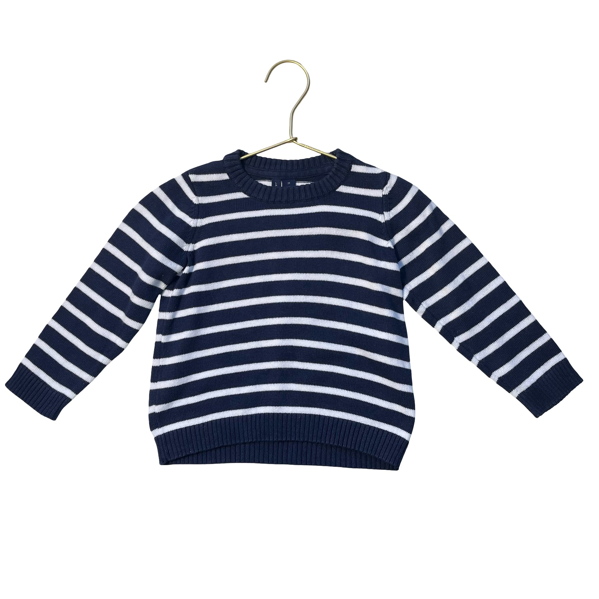 Janie and Jack Navy & White Striped Cotton Sweater - Size 2T