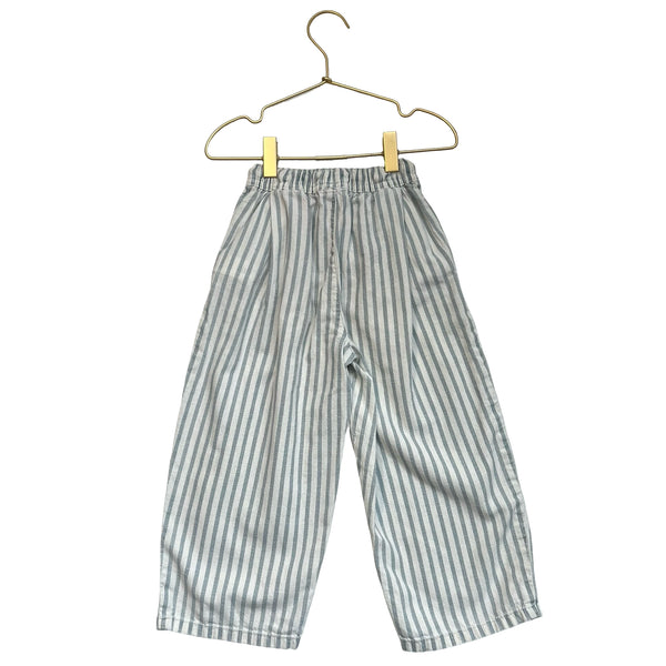 Zara Ivory & Green Striped Cotton-Linen Pants - Size 5