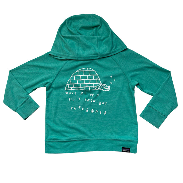 Patagonia Green Hooded Athletic Igloo 'Snow Day' Shirt - Size 2T