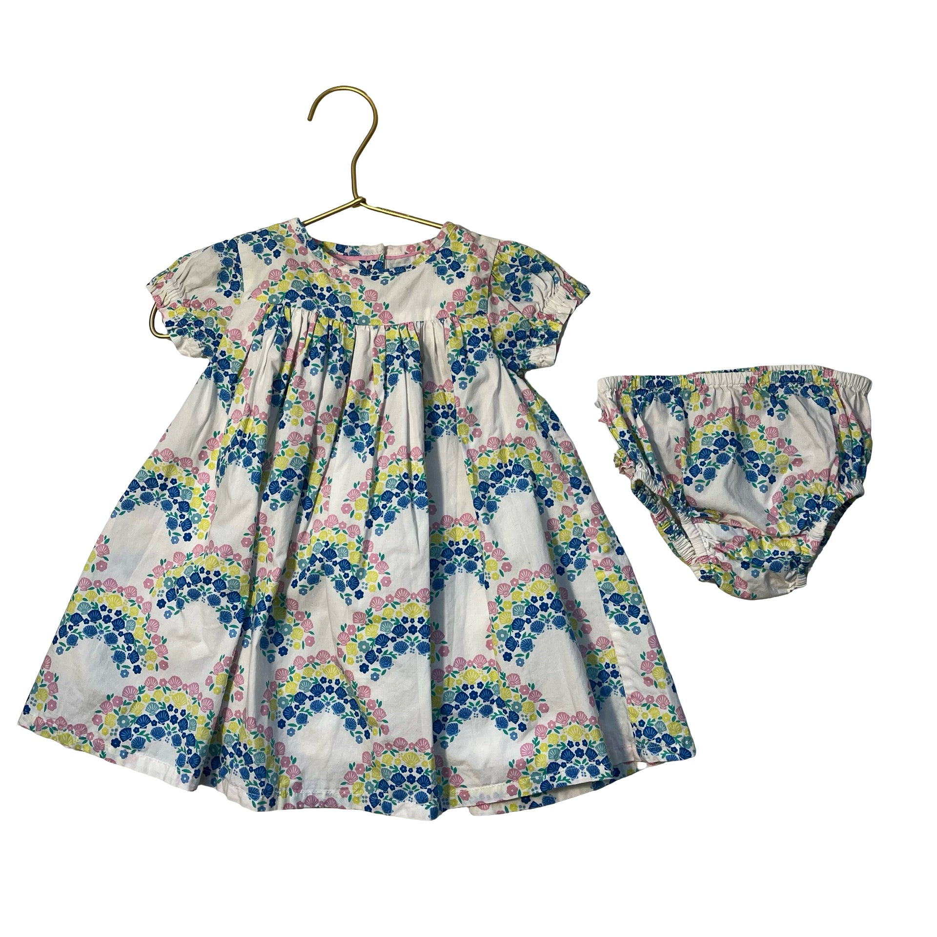 Baby Boden Shell Arc Print Dress & Bloomers - Size 6-9 Mo
