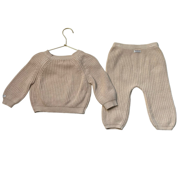 Donsje Ivory Cotton Knit Sweater & Joggers Set - Size 12-18 Mo
