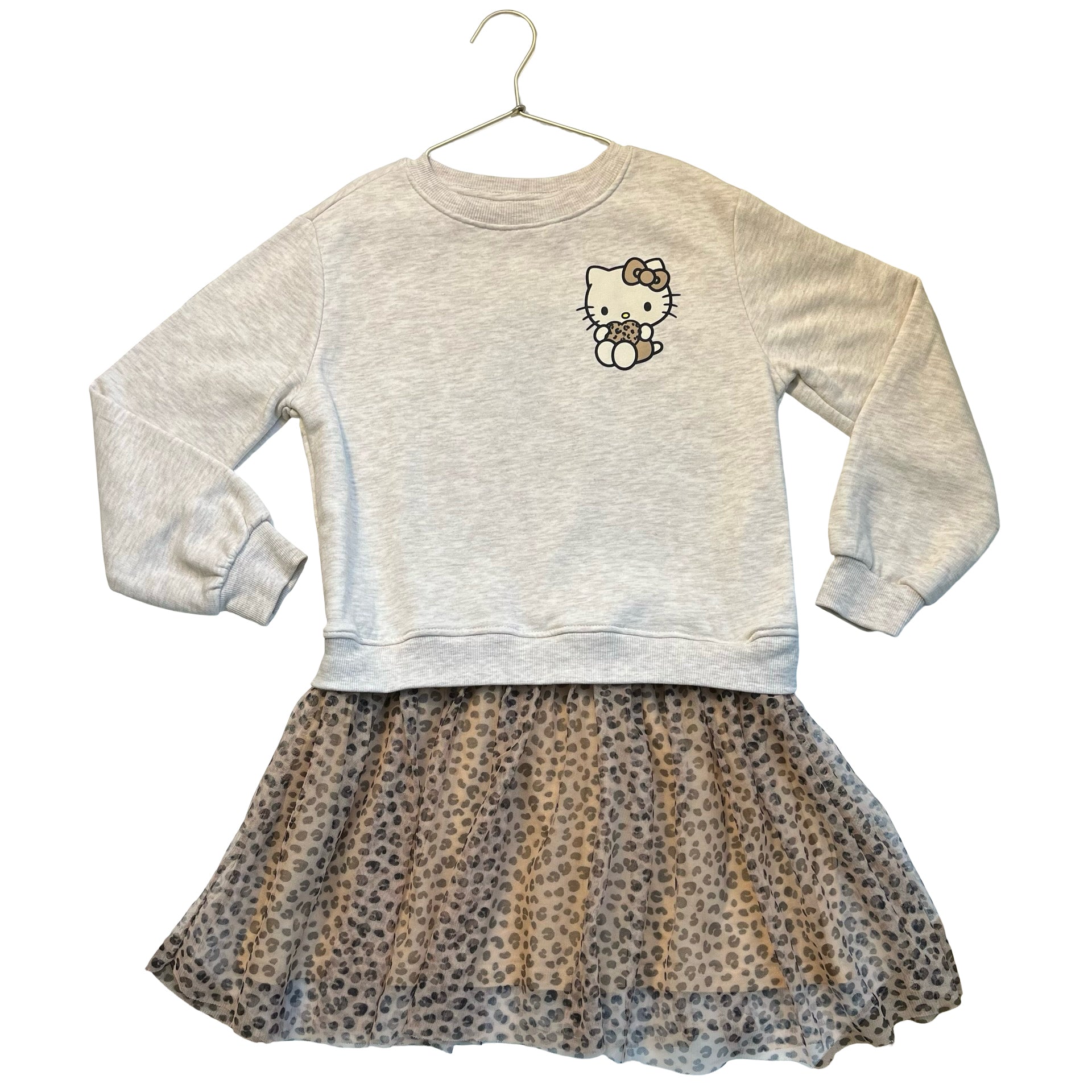 H&M x Sanrio Hello Kitty Sweatshirt & Leopard Tulle Dress - Size 8-10