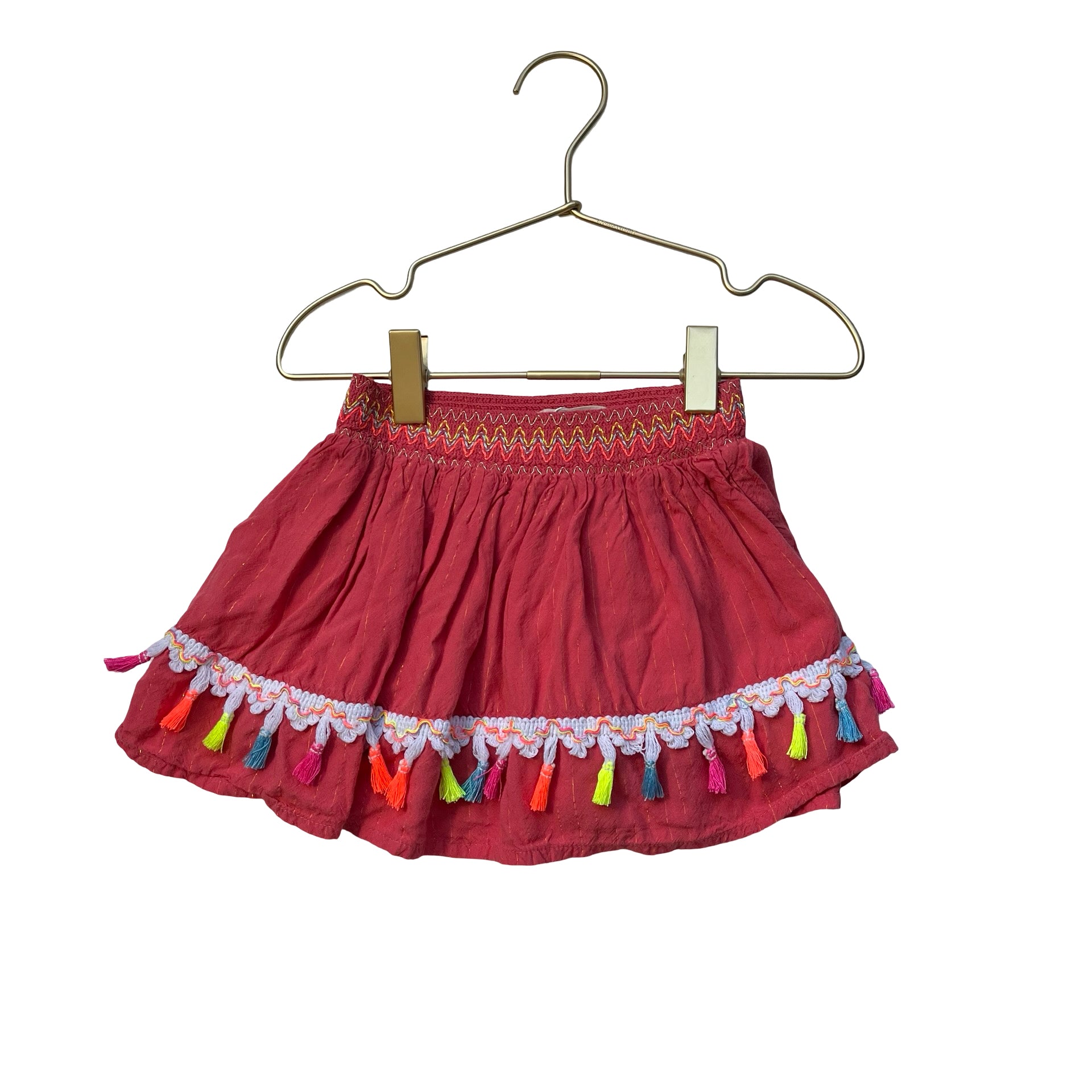 Peek Peach & Metallic Tassel Trim Skirt - Size 2T