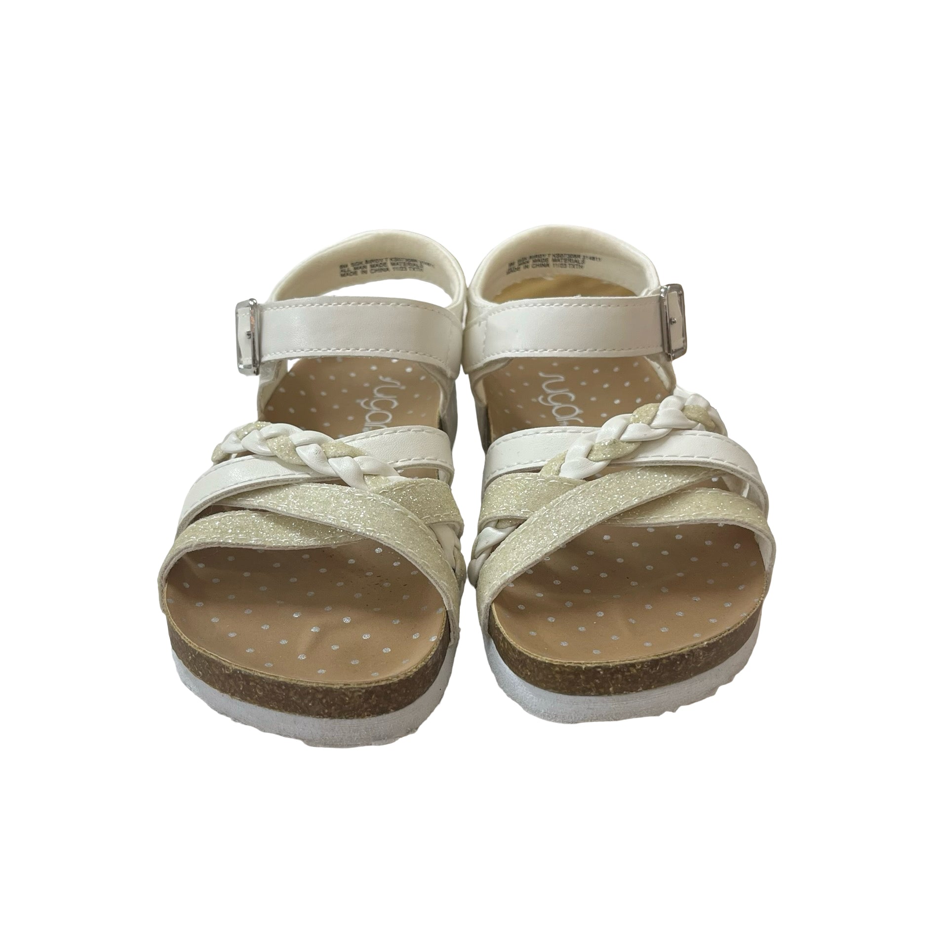 Sugar Kids Ivory & Gold Sparkle Sandals - Size 9