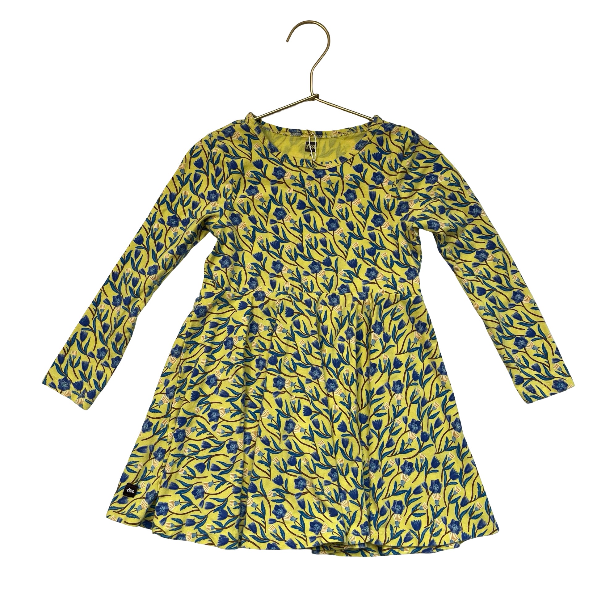 Tea Collection Yellow & Blue Floral Dress - Size 3