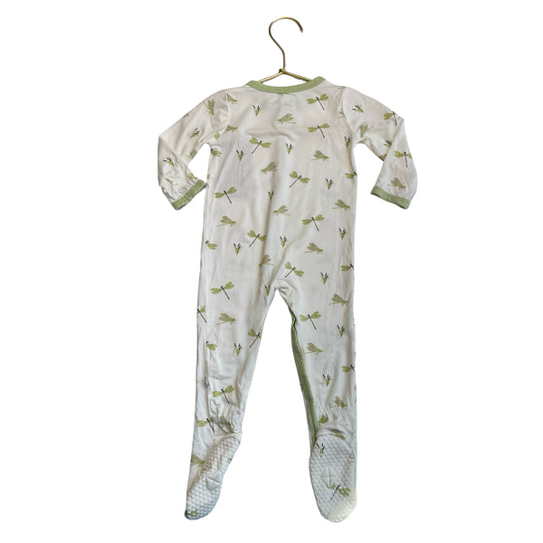 Kyte Ivory & Green Insect Print Footed PJs - Size 6-12 Mo