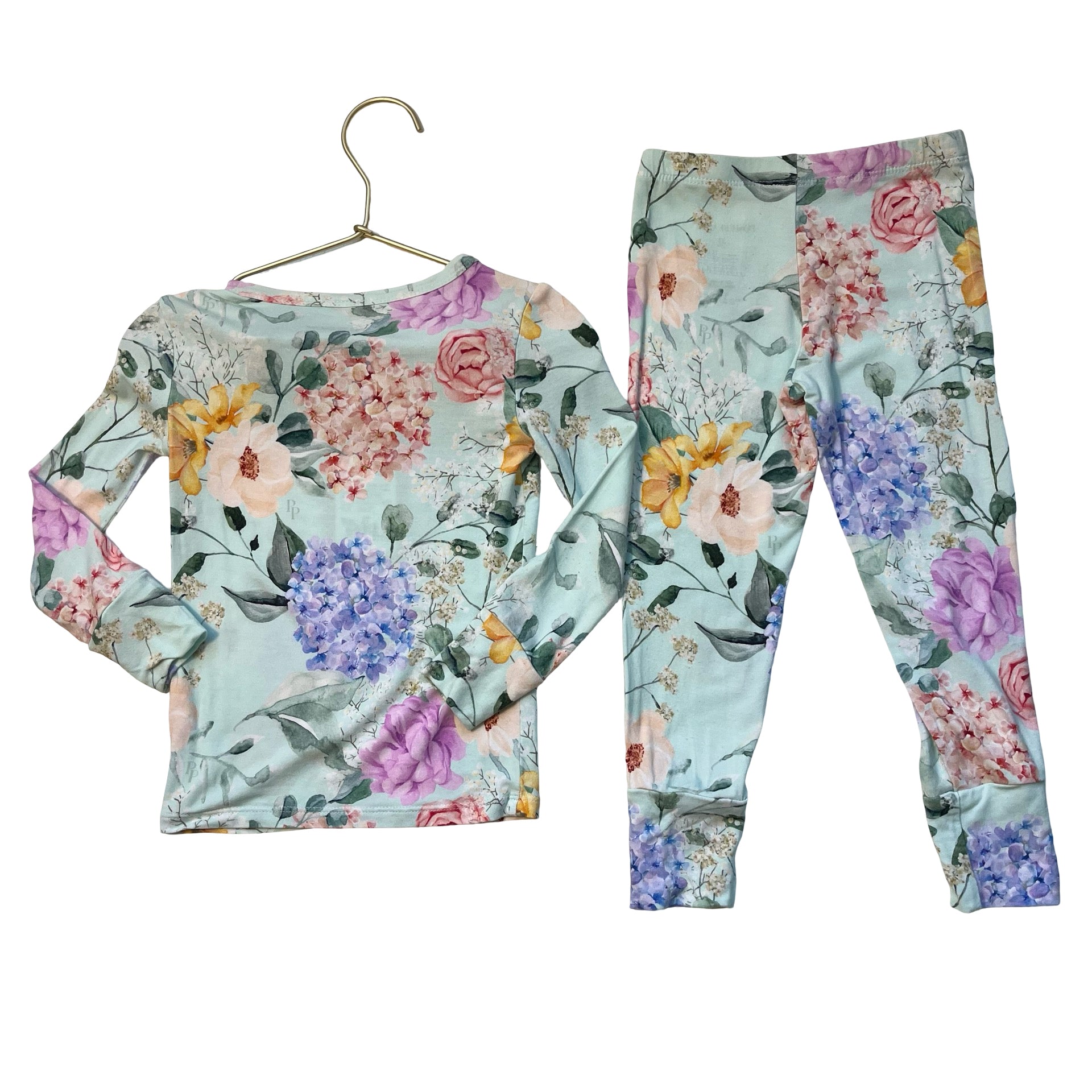 Posh Peanut Mint Green Floral 2 Piece PJS - Size 2T