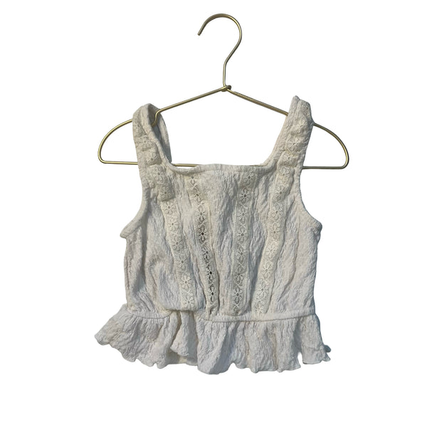 Zara Ivory Gauze & Lace Tank - Size 9-10