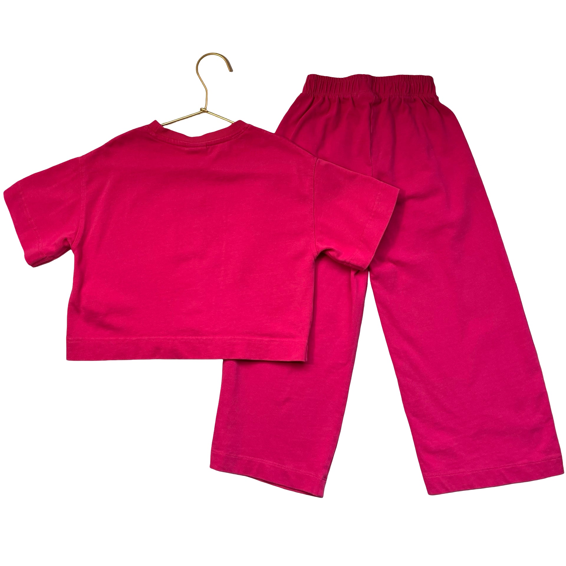 Zara Raspberry Pink T-Shirt & Wide-Leg Pants Set - Size 6-7