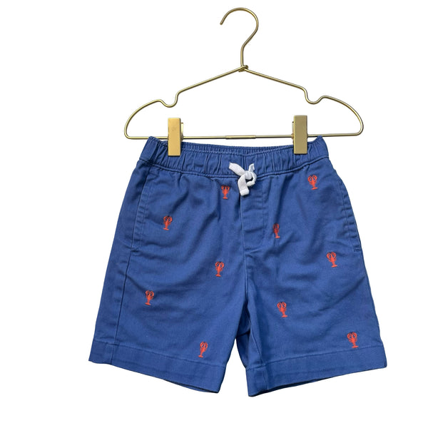 Janie and Jack Blue & Red Embroidered Lobster Shorts - Size 5