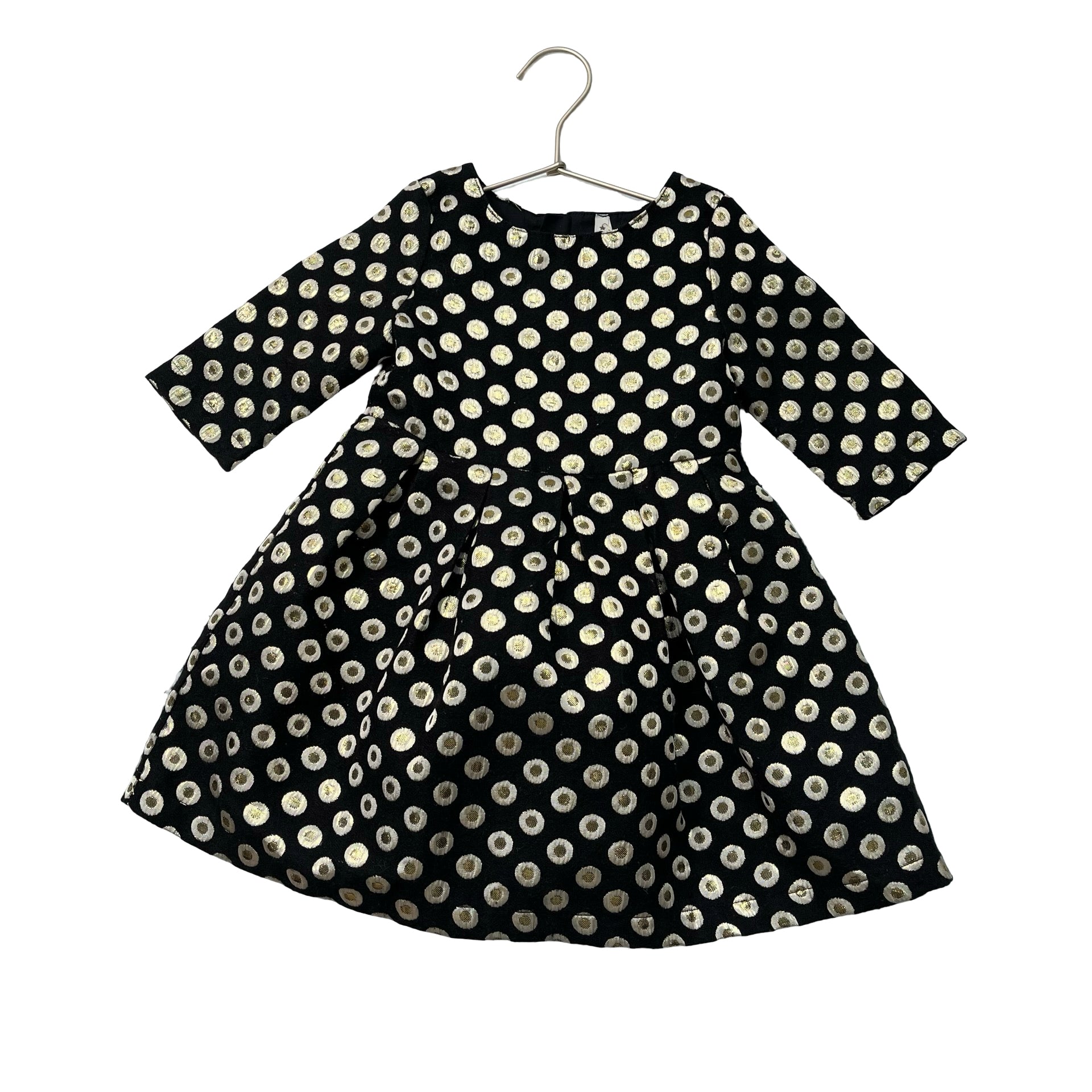 Little Stitches Black & Metallic Gold Dot Dress - Size 2-3