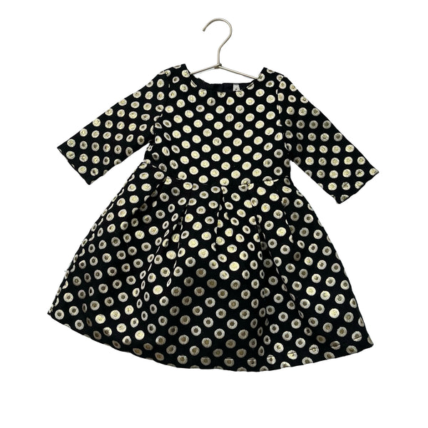 Little Stitches Black & Metallic Gold Dot Dress - Size 2-3