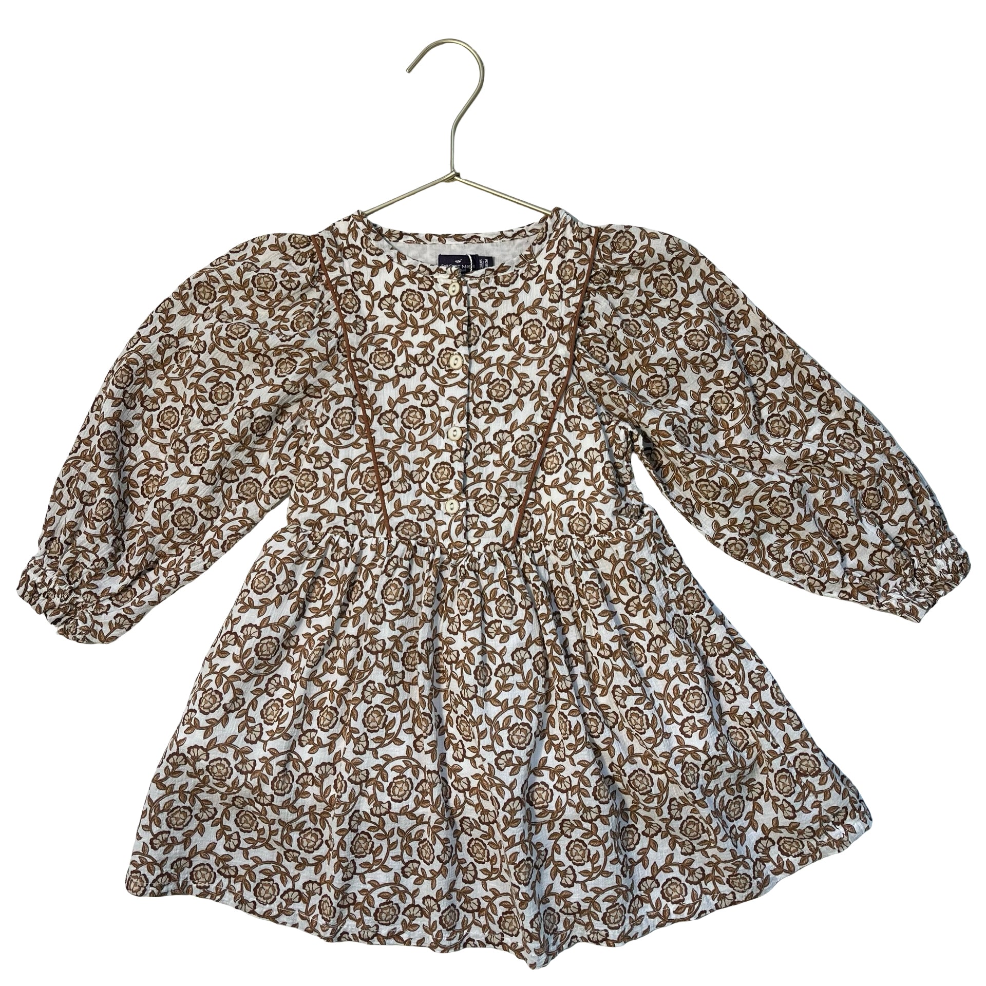 Sergent Major Ivory & Brown Floral Dress - Size 3A