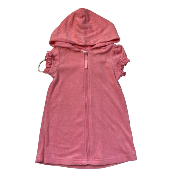 Ruffle Butts Peach Terry Zip-Up Hooded Swim Cover-Up - Size 18-24 Mo