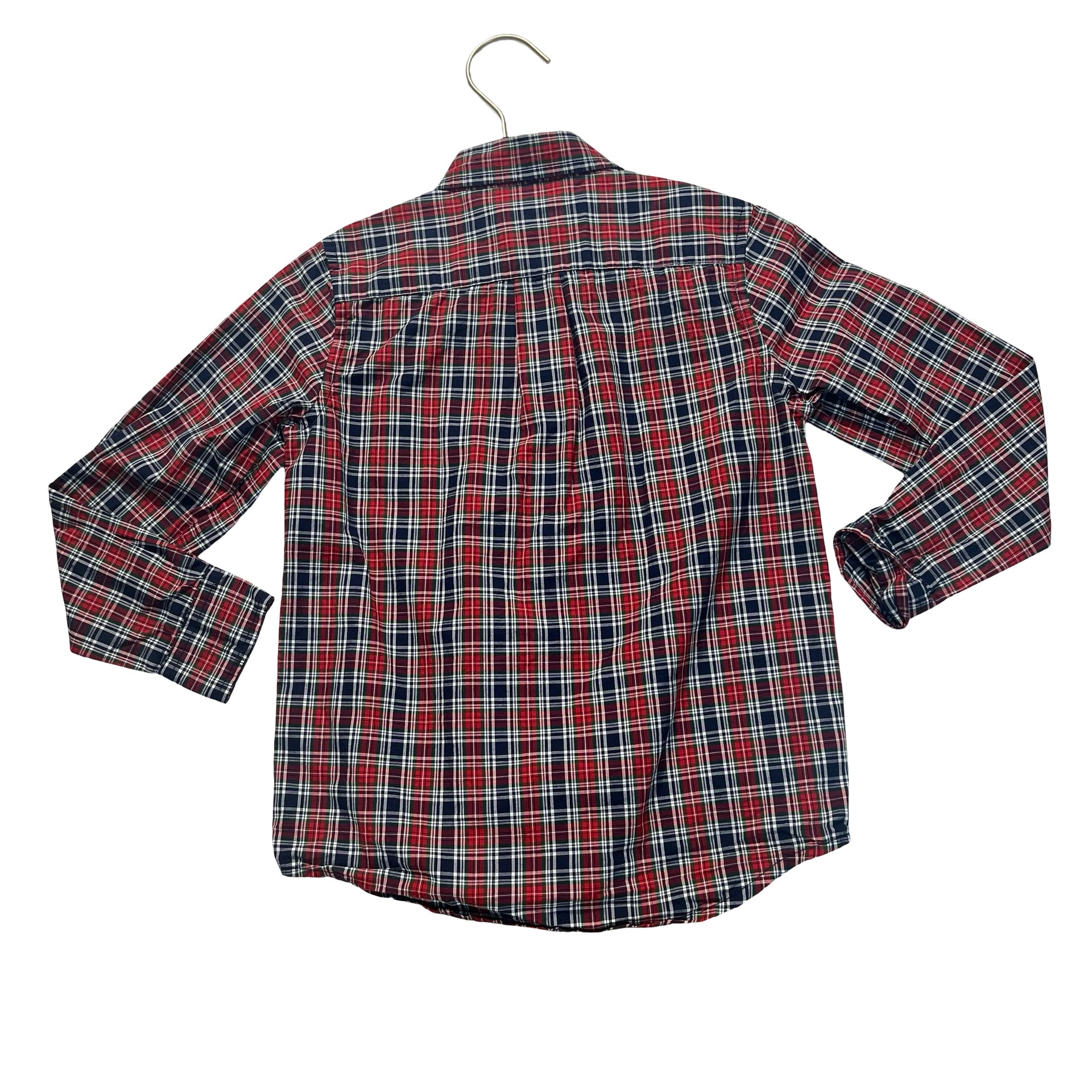 Janie and Jack Red, Navy, Green Plaid Button Down Shirt - Size 5