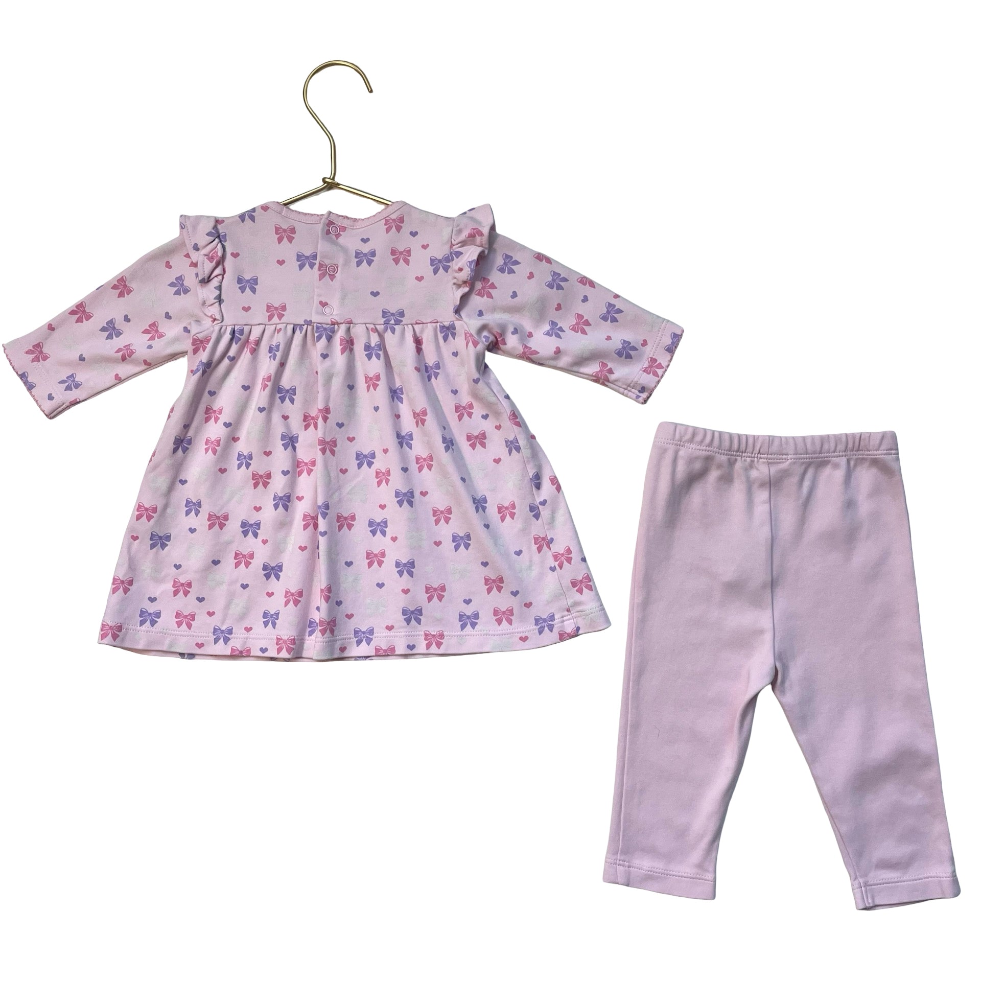 Kissy Kissy Pink Bow  Print Tunic Top & Leggings Set - Size 6-9 Mo