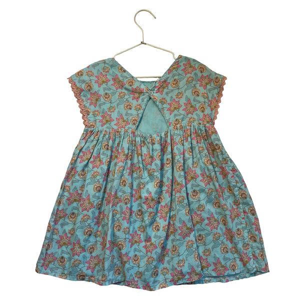 Louise Misha Aqua Blue Floral Dress - Size 5Y