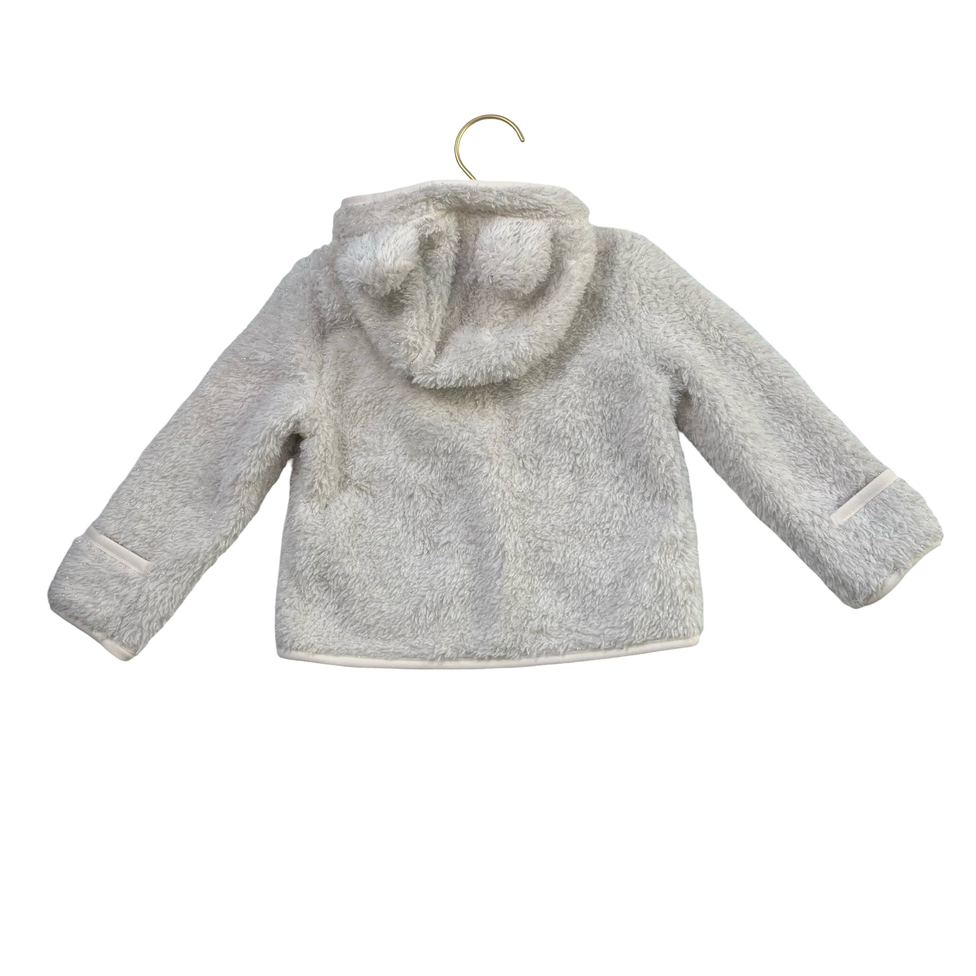 North Face Ivory & Silver Metallic Fleece Jacket - Size 6-12 Mo