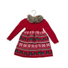Tommy Bahama Red Christmas Sweater Dress, Faux Fur Collar - Size 24 Mo