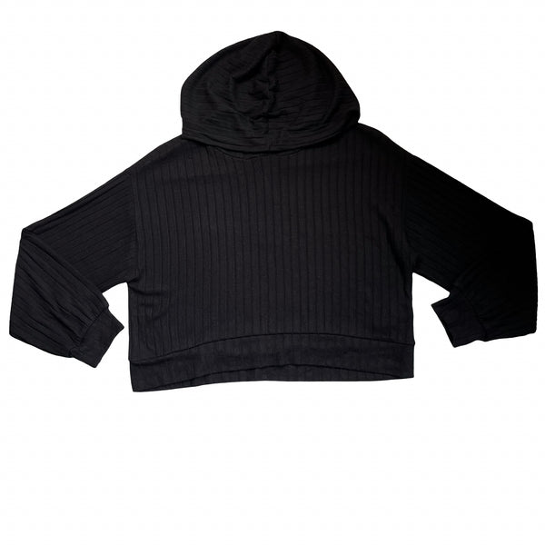 Gap Kids Black Ribbed Hooded Shirt - Size L 10