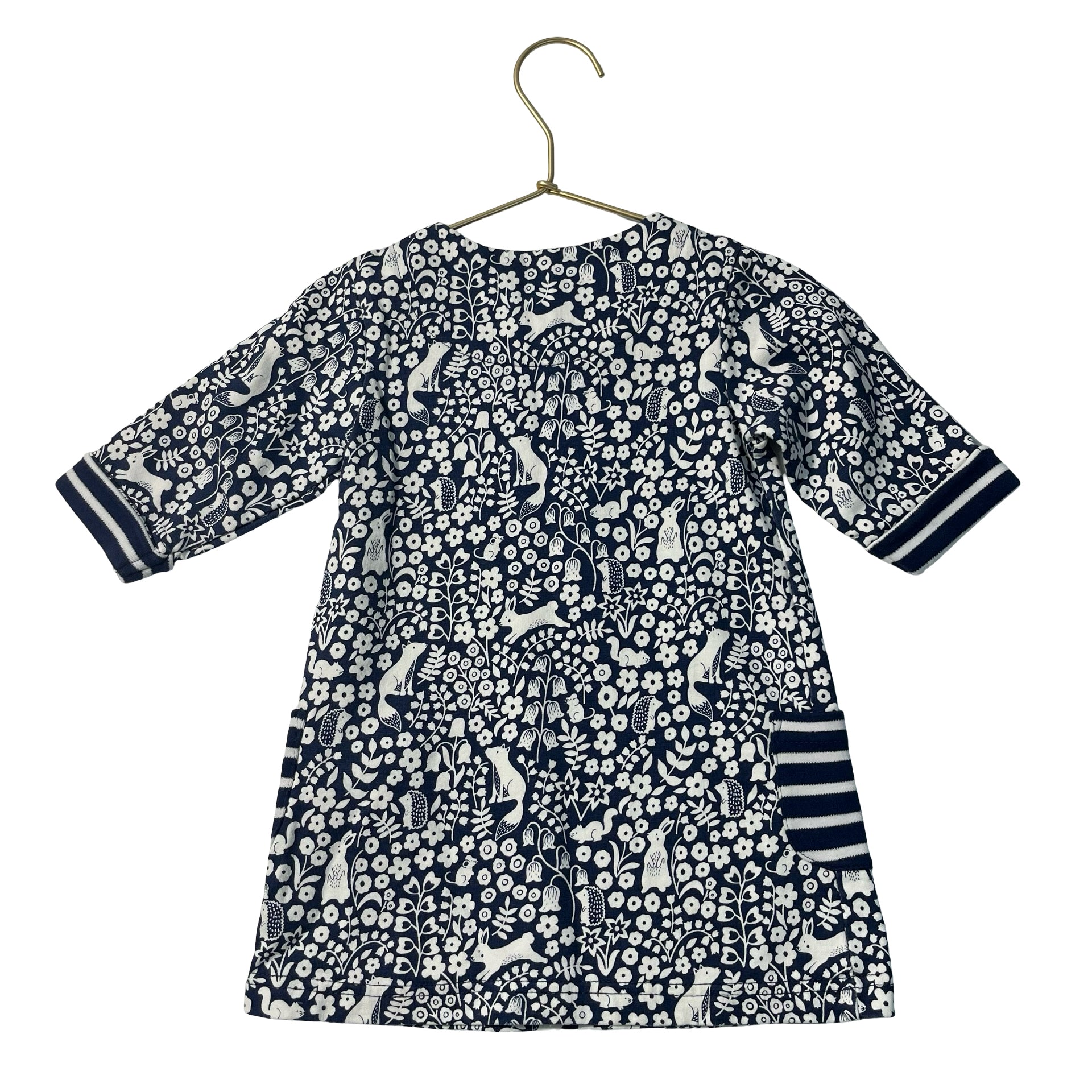 JoJo Maman Bebe Navy & Ivory Woodland Print Dress - Size 12-18 Mo
