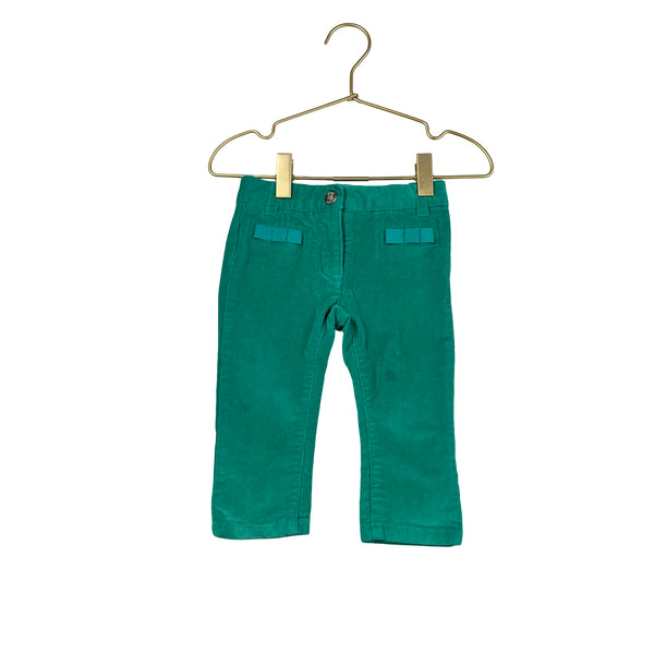 Jacadi Green Corduroy Bow Pants - Size 12 Mo