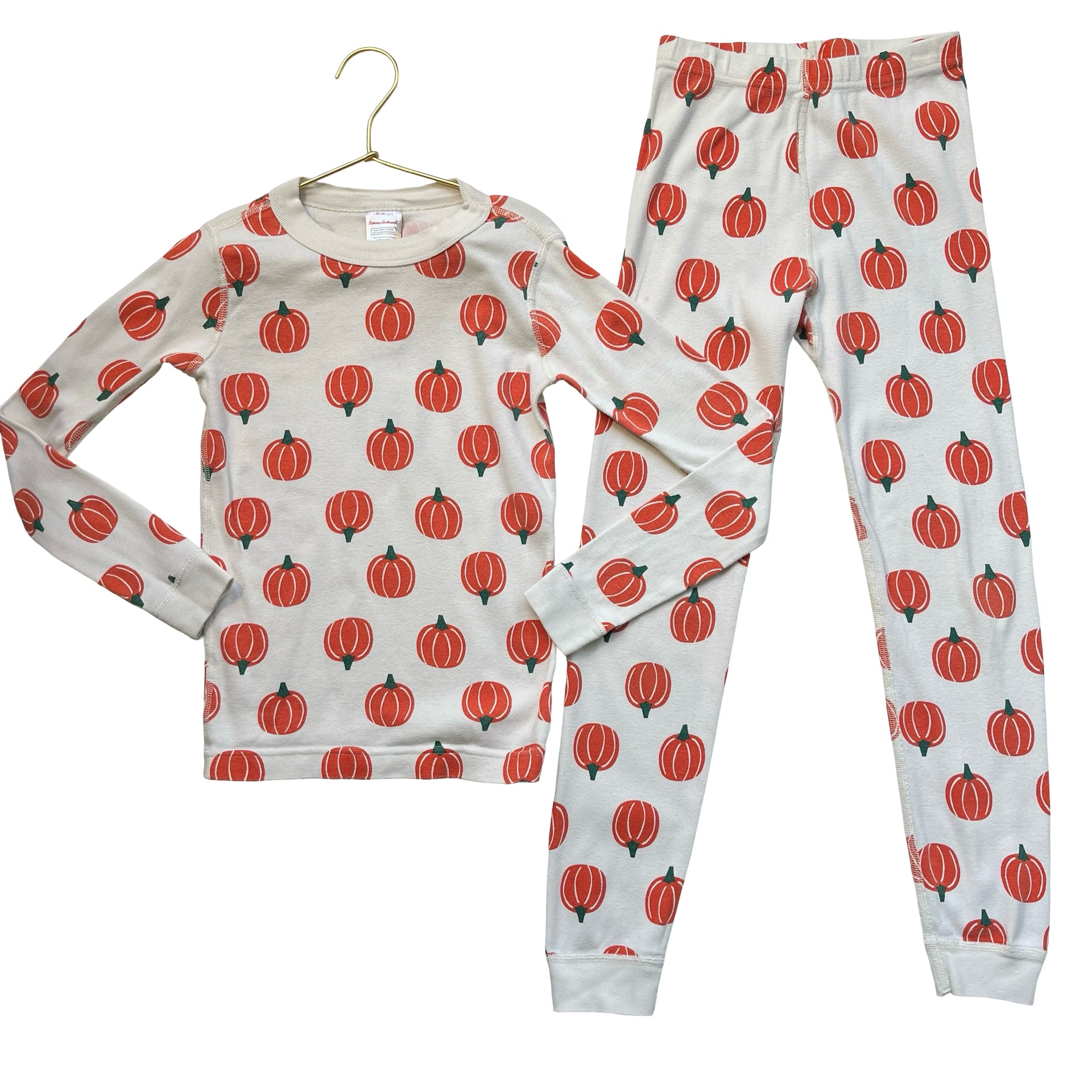 Hanna Andersson Ivory & Orange Pumpkin Print PJ Set - Size 8