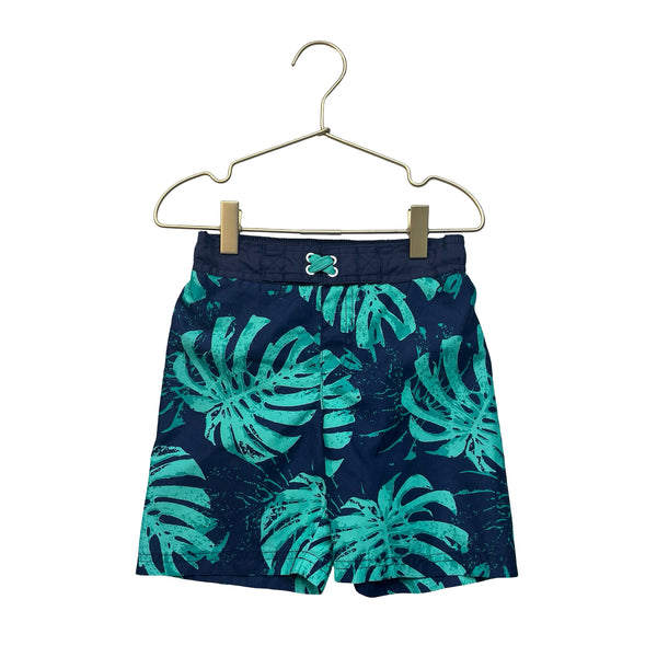 Cat & Jack Navy & Green Tropical Leaf Swim Suit - Size 5T