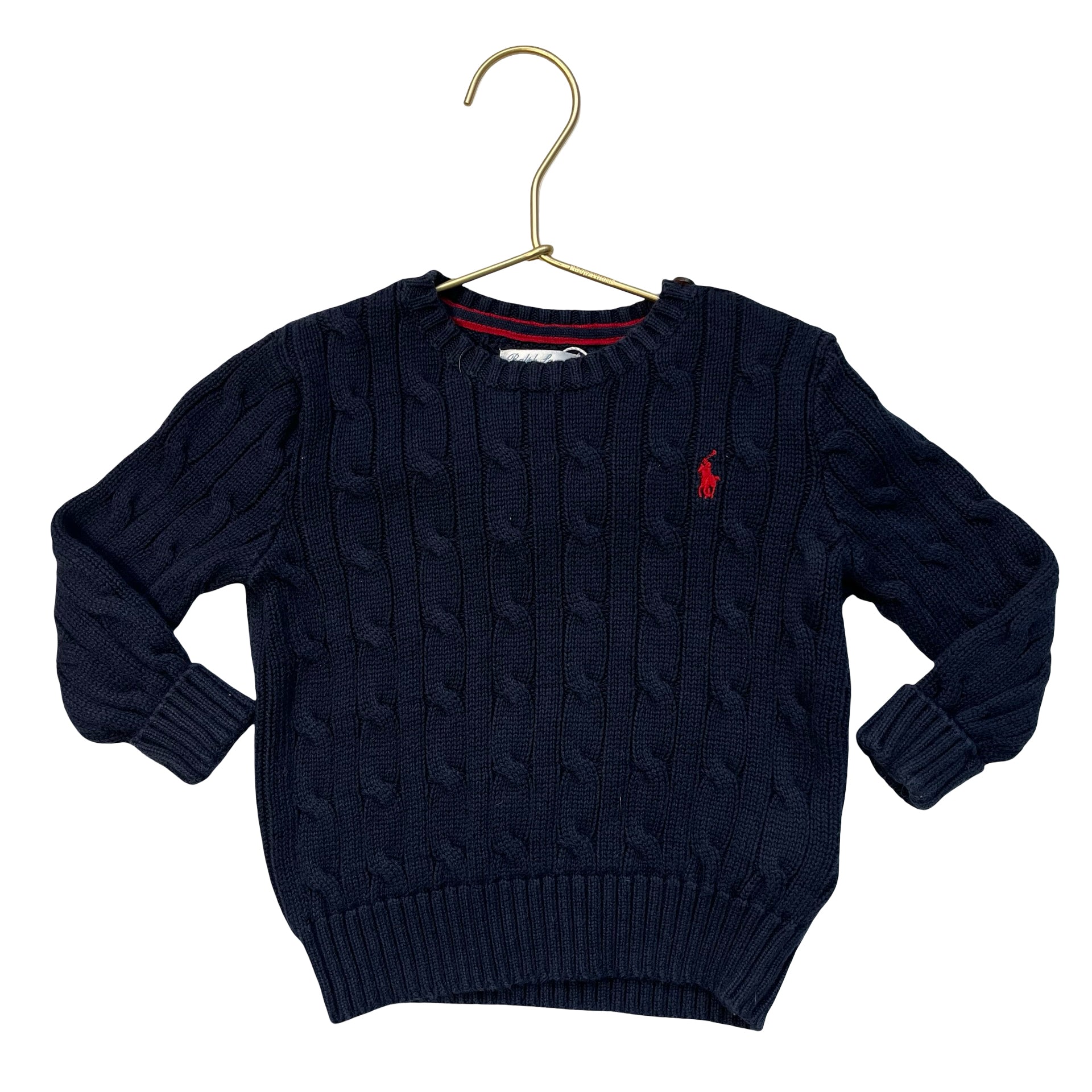 Ralph Lauren Navy Cotton Cable Knit Sweater - Size 18 Mo