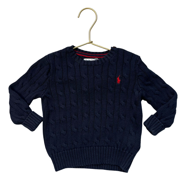 Ralph Lauren Navy Cotton Cable Knit Sweater - Size 18 Mo