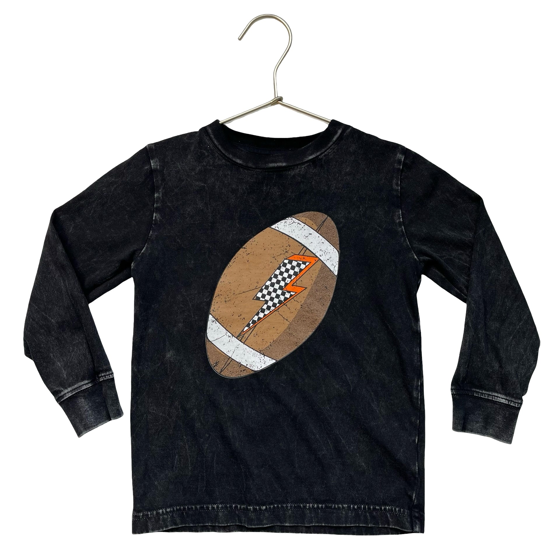 Three & Out Black Vintage Wash Football Graphic Shirt - Size 4