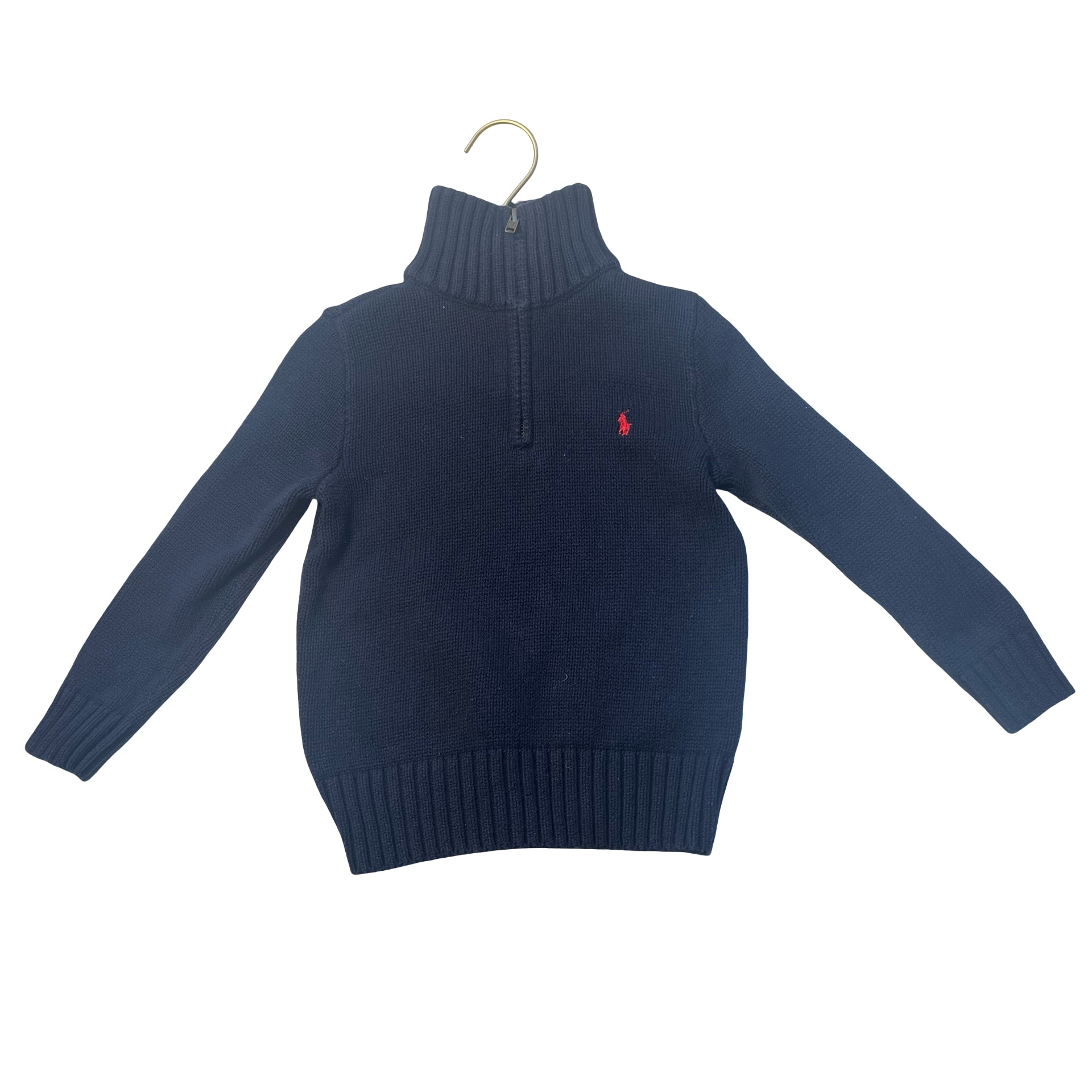 Polo Ralph Lauren Navy Cotton Quarter-Zip Sweater - Size 4