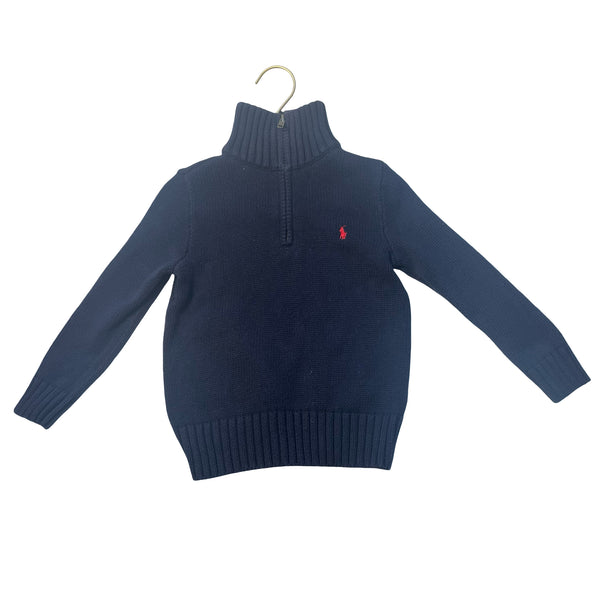 Polo Ralph Lauren Navy Cotton Quarter-Zip Sweater - Size 4