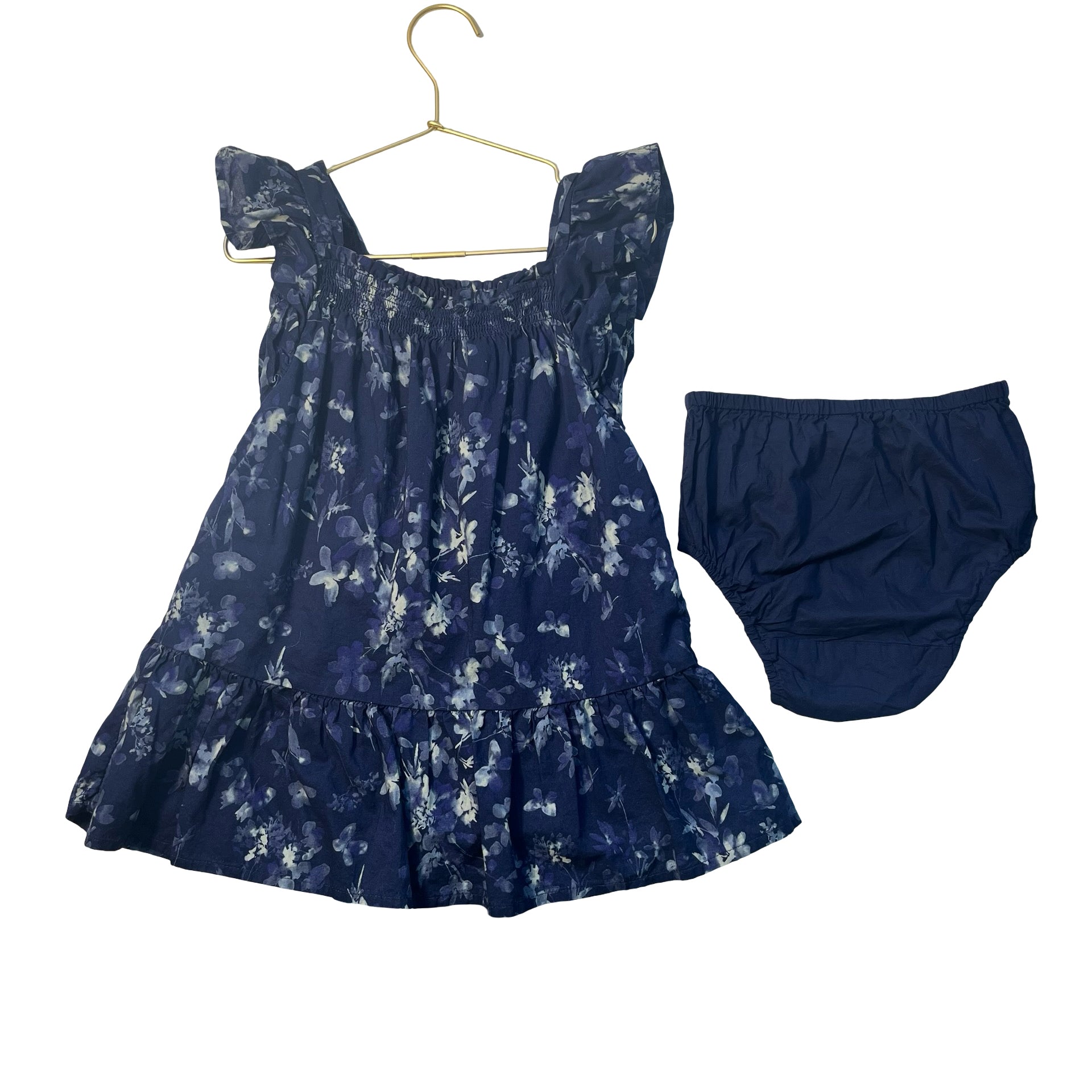 Baby Gap Navy Floral Dress & Bloomers- Size 3