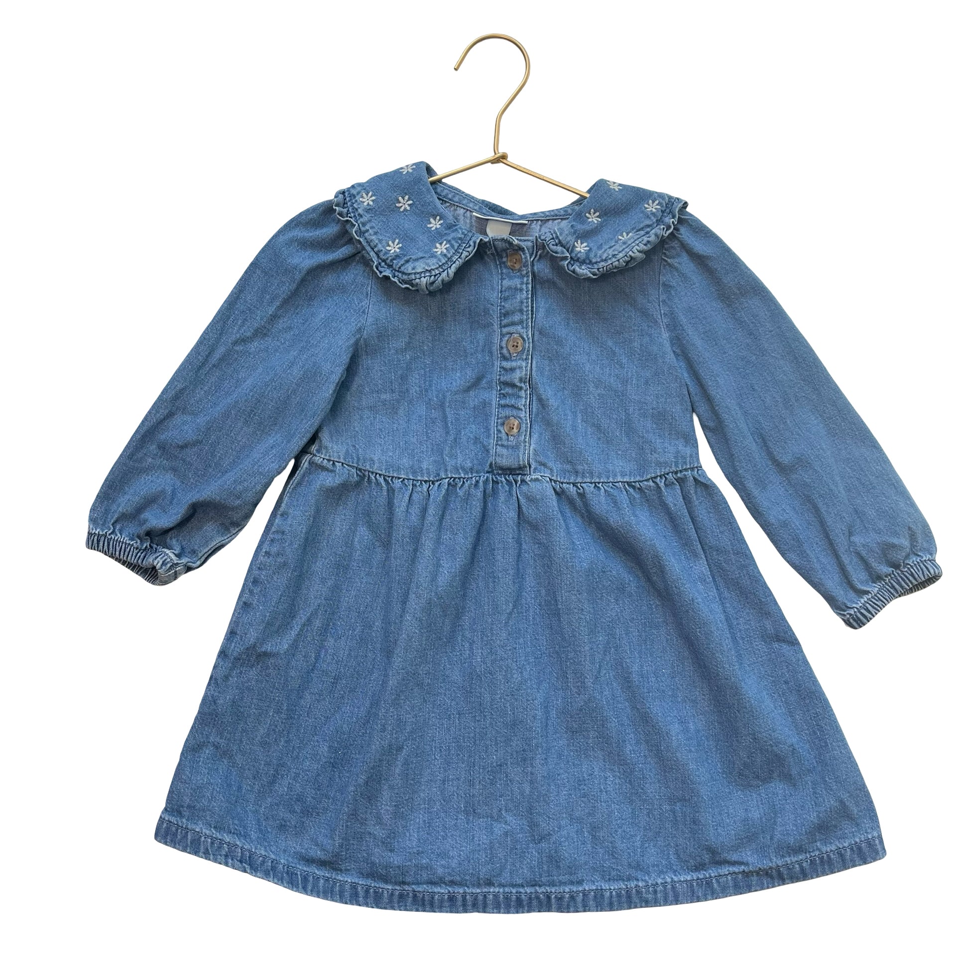 Cat & Jack Embroidered Collar Denim Dress - Size 3T