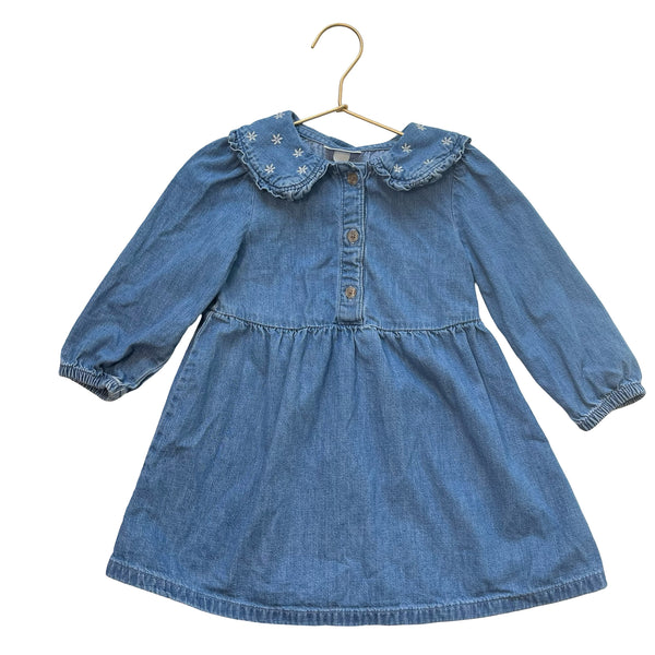 Cat & Jack Embroidered Collar Denim Dress - Size 3T