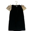 Janie and Jack x Rachel Zoe Black Velvet & Metallic Gold Ruffle Dress - Size 4