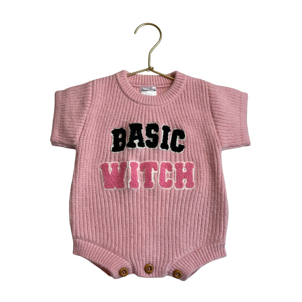 Spearmint Love Pink & Black 'Basic Witch' Sweater Onesie - Size 6-12 Months