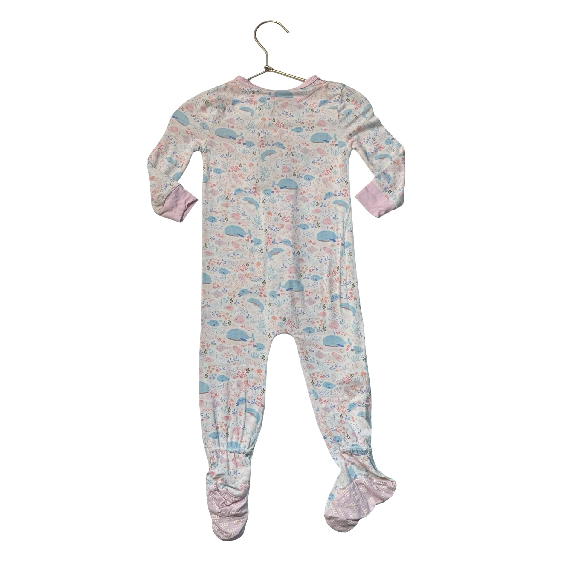 Magnetic Me Pink & Blue Underwater Print Footed PJs - Size 9-12 Mo