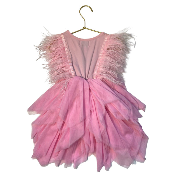 Lola & The Boys Pink Tulle & Feather Dress - Size 2