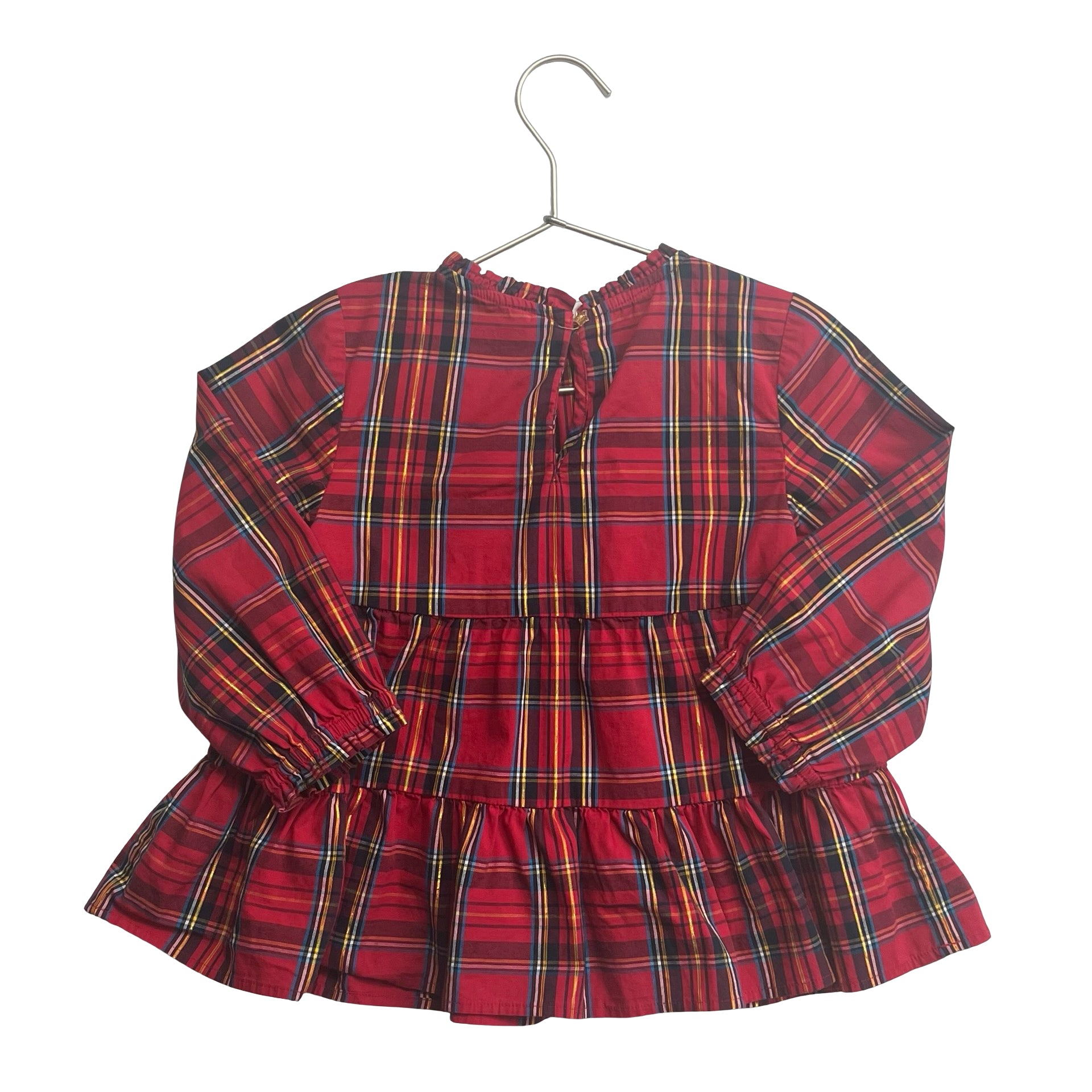 Crewcuts Red Tartan & Metallic Blouse - Size S 6-7