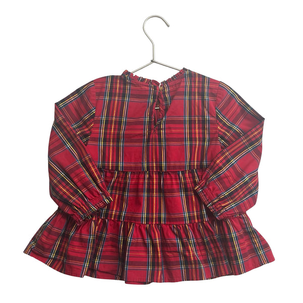 Crewcuts Red Tartan & Metallic Blouse - Size S 6-7