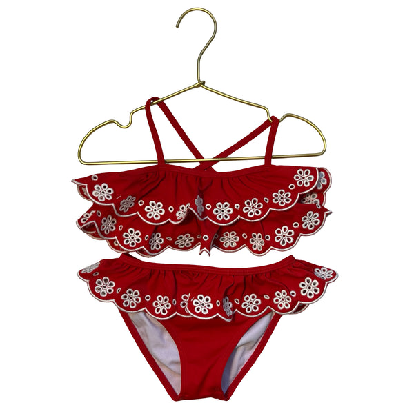 Janie and Jack Red Bikini 2 Piece Swim Suit - Size 3