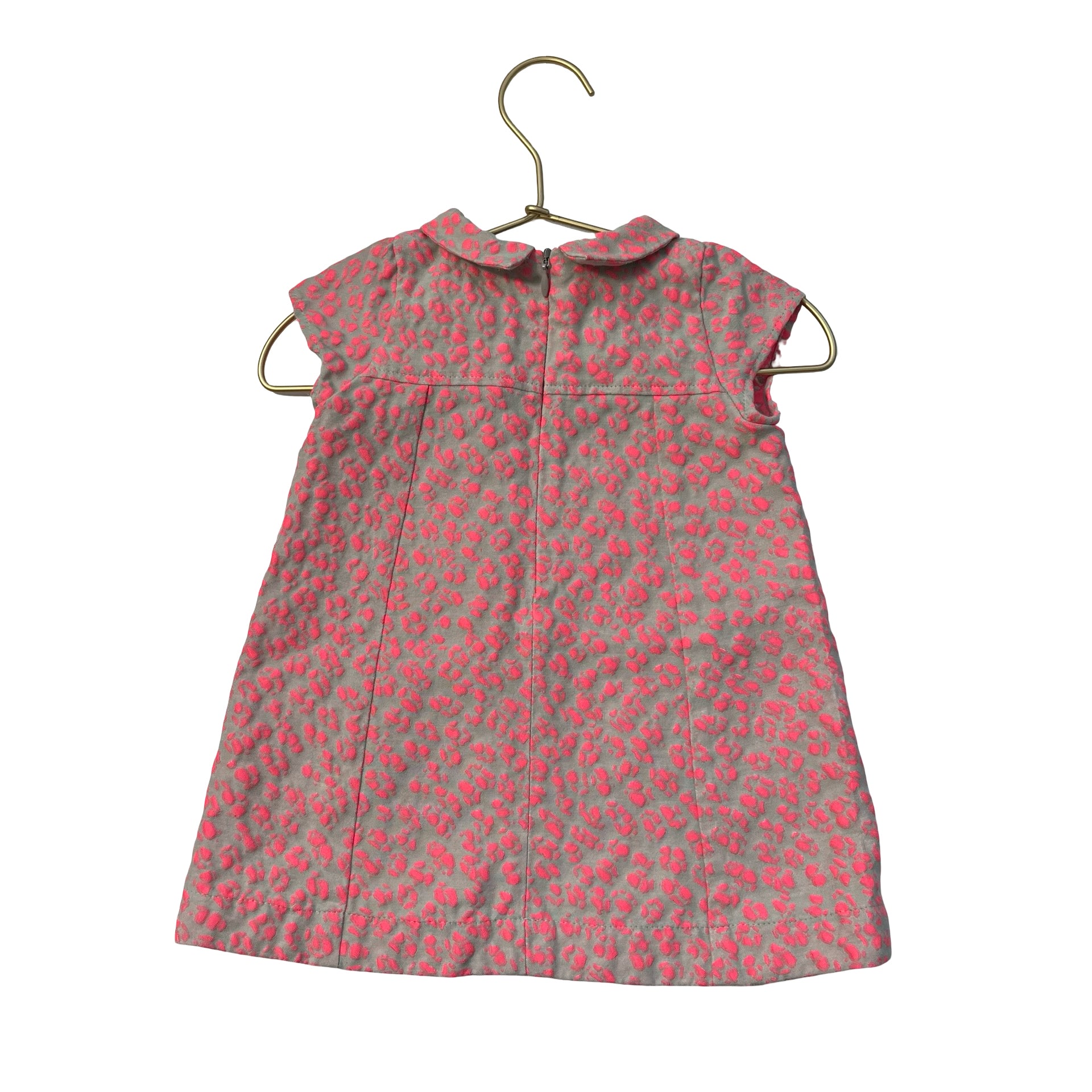 Lili Gaufrette Gray & Bright Pink Leopard Print Dress - Size 18 Mo