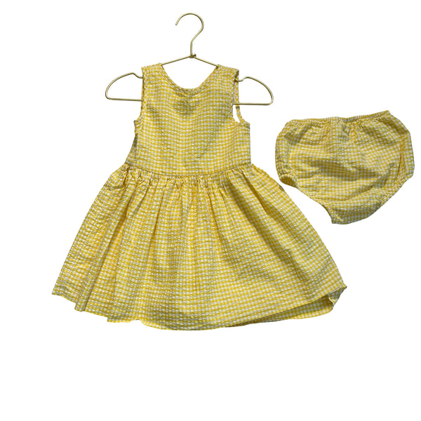Ralph Lauren Yellow Check Seersucker Dress & Bloomers - Size 18 Mo
