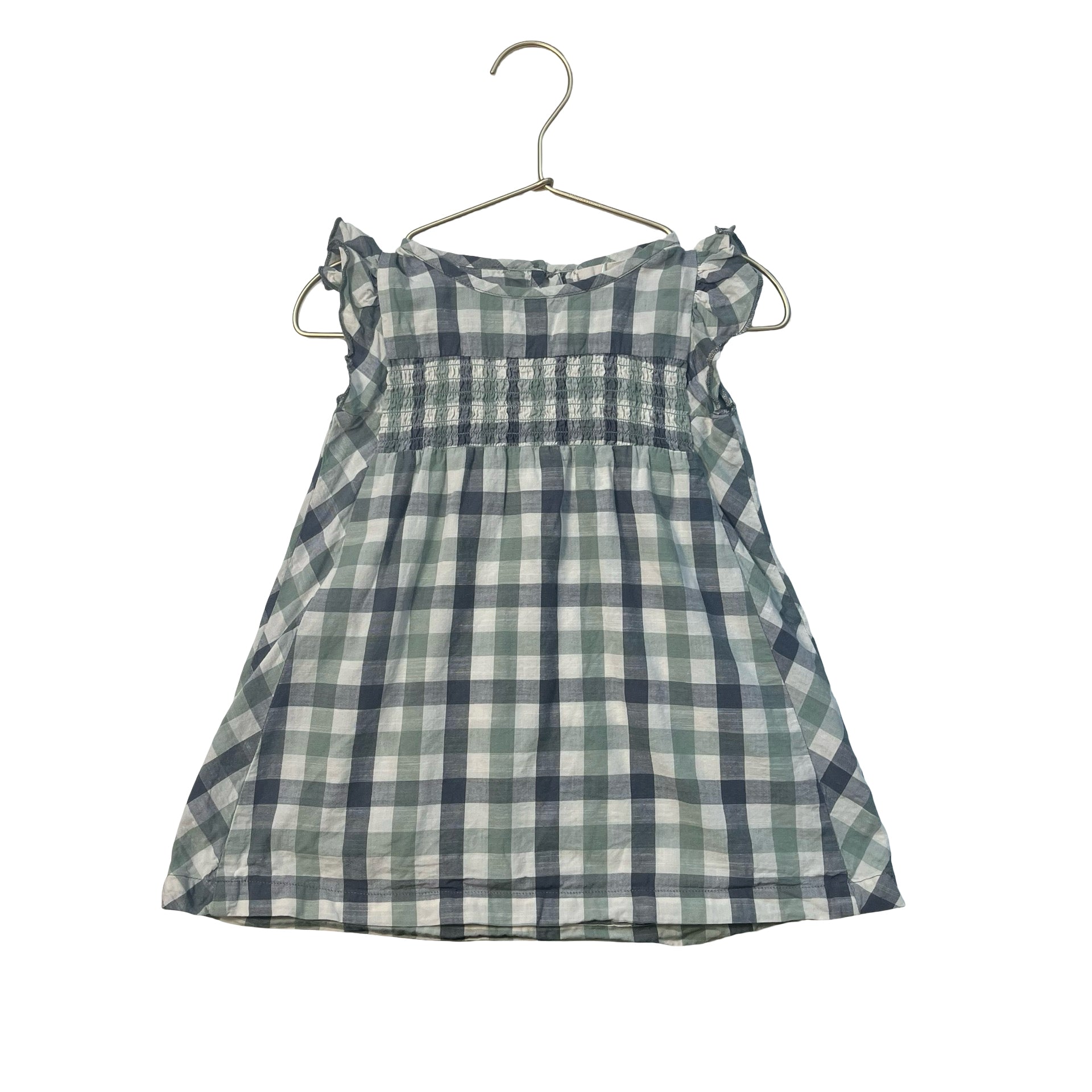 Pehr Ivory, Green, Gray Check Smocked Dress - Size 18-24 Mo