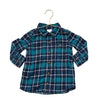 Hanna Andersson Teal & Navy Plaid Flannel Button Down Shirt - Size 2T