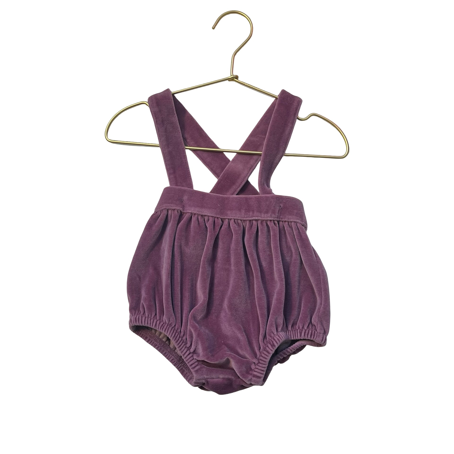Kate Quinn Plum Velour Bubble Overalls - Size 12-18 Mo